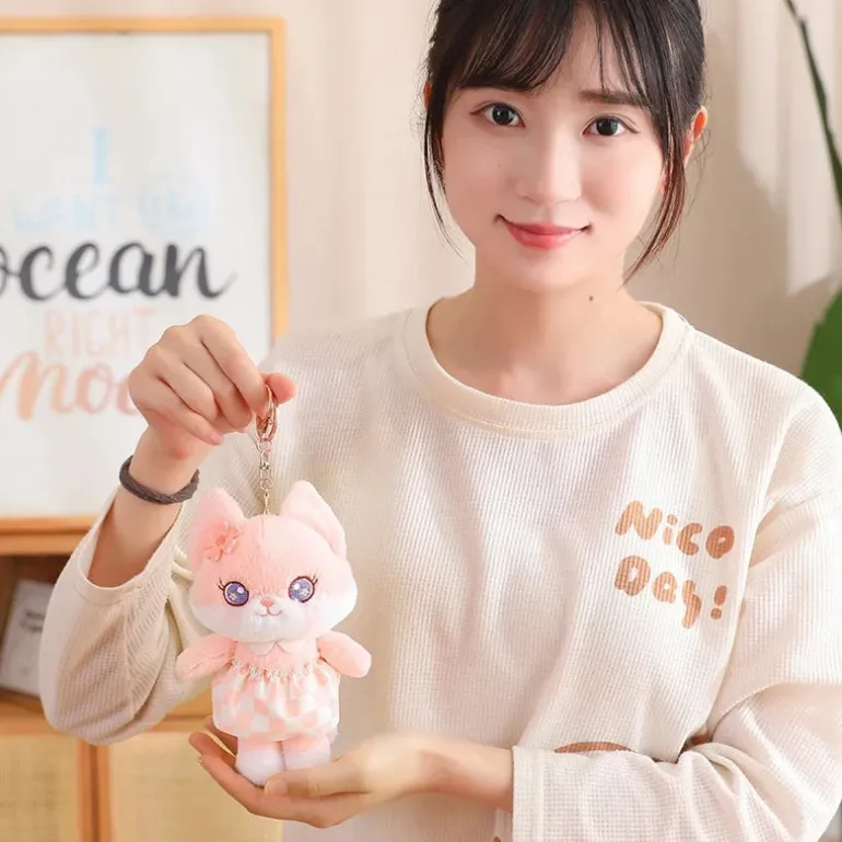 Kawaii Plush Fox Pendant Keychains