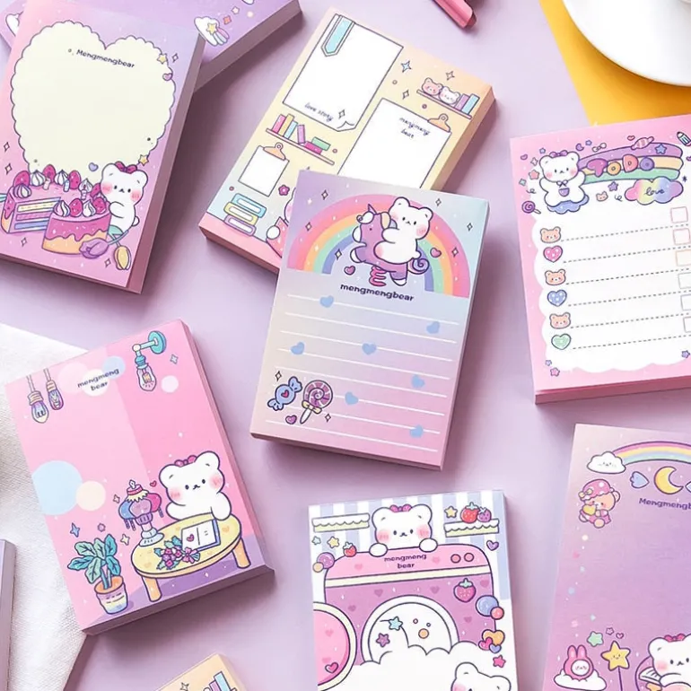 Kawaii Rainbow Bear Sticky Notepads