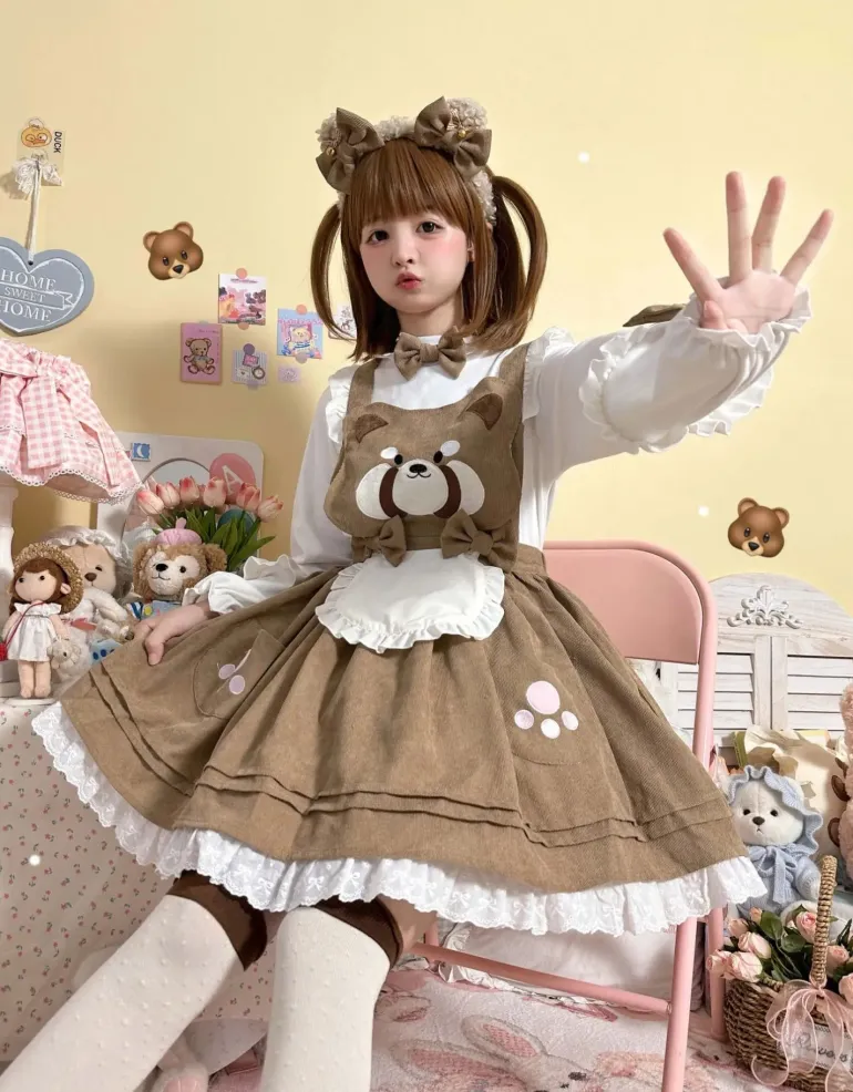 Kitsune Corudroy Suspender Dress