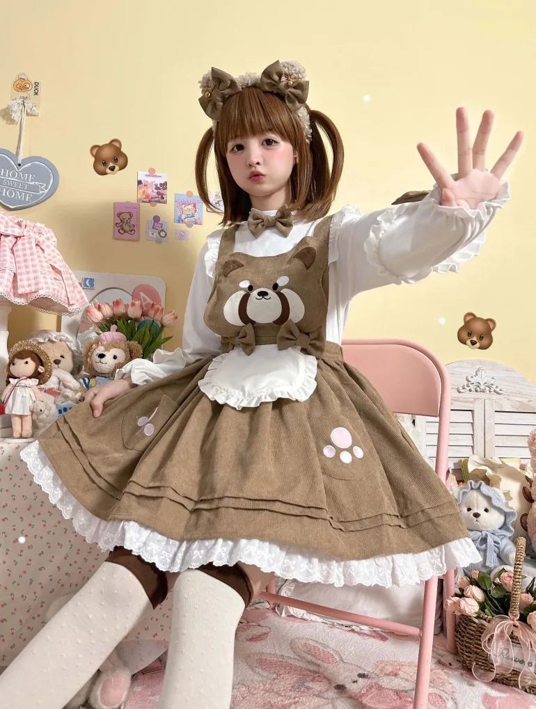 Kitsune Corudroy Suspender Dress