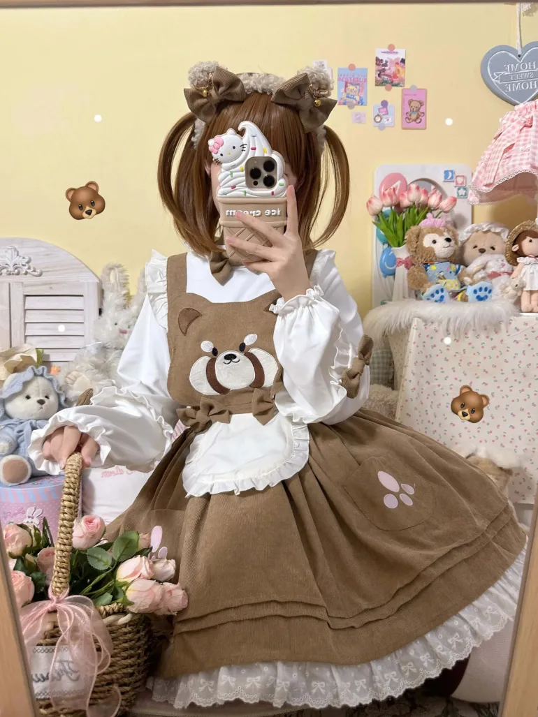 Kitsune Corudroy Suspender Dress