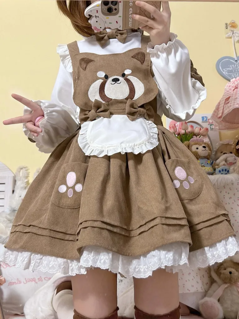 Kitsune Corudroy Suspender Dress