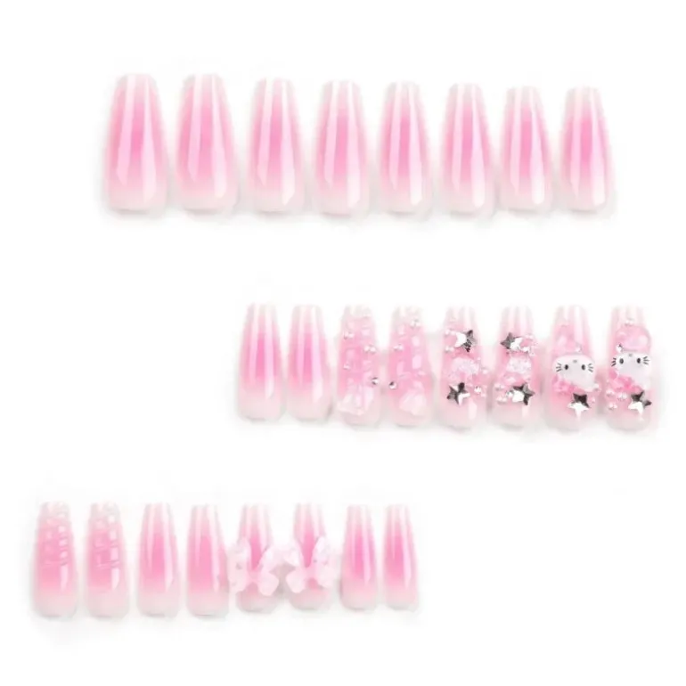 Kitty Square Long 3D Press On Nails