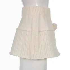 Knit Beige Pompom Skirt
