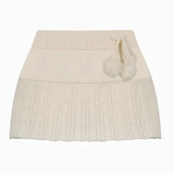 Knit Beige Pompom Skirt
