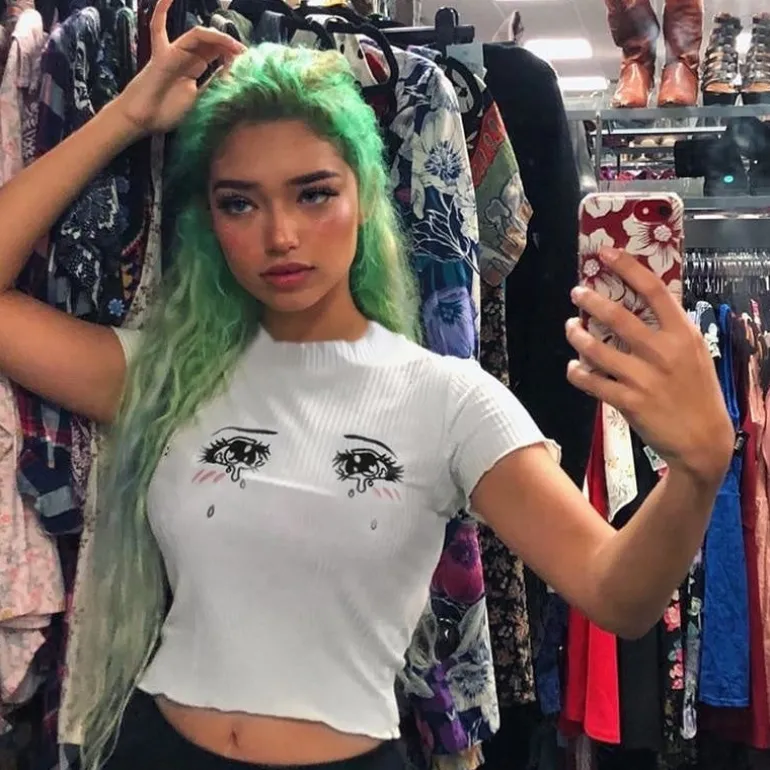 Knit Sad Eyes Crop Top