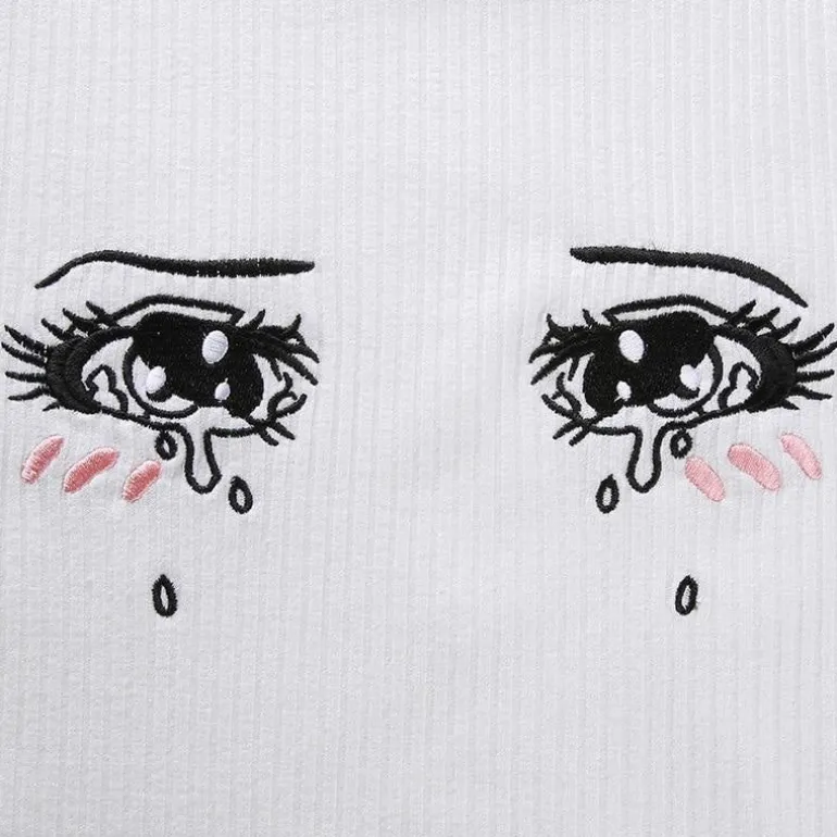 Knit Sad Eyes Crop Top