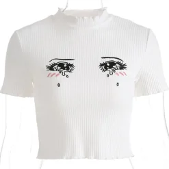 Knit Sad Eyes Crop Top