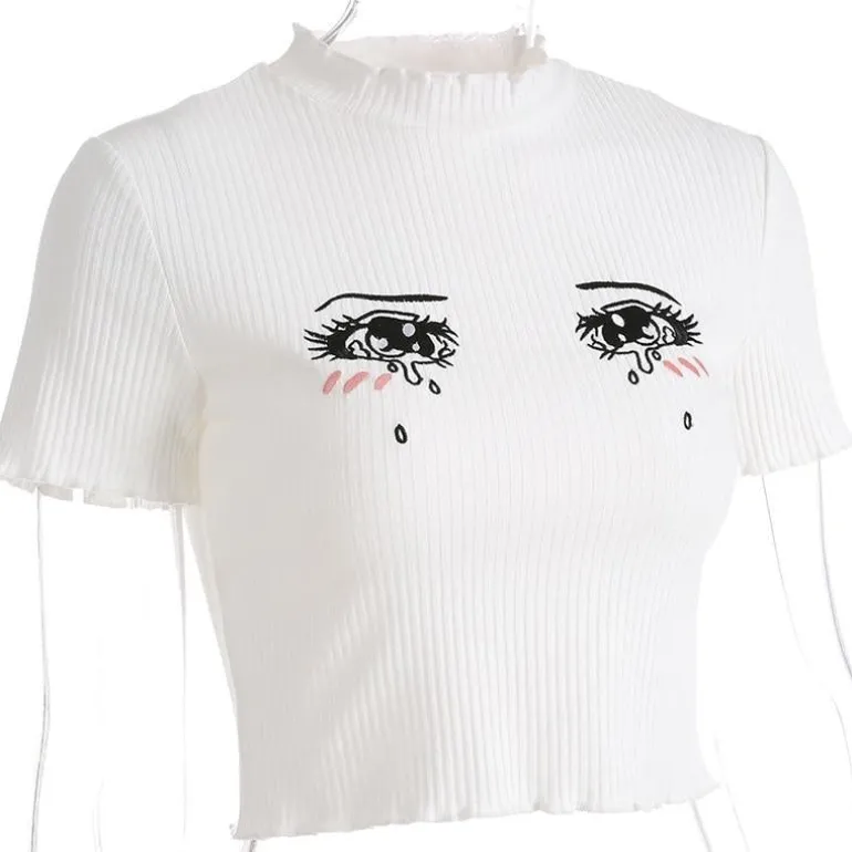 Knit Sad Eyes Crop Top