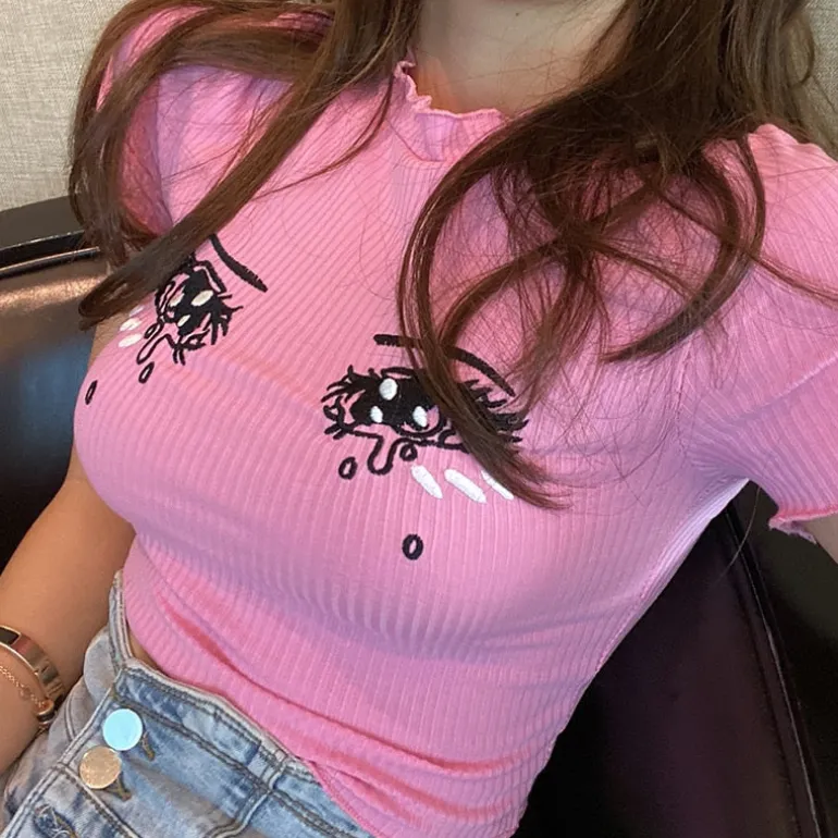 Knit Sad Eyes Crop Top