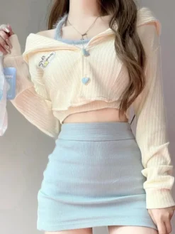 Knit Teddy Crop Top