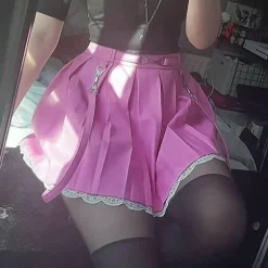 Lace Hemmed Pleated Skirt