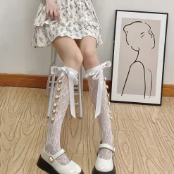 Lace Ribbon & Rosebud Stockings