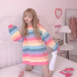 Lazy Days Pastel Rainbow Striped Top