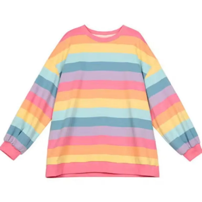 Lazy Days Pastel Rainbow Striped Top