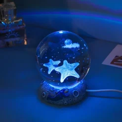 LED Aquamarine Life Snow Globe