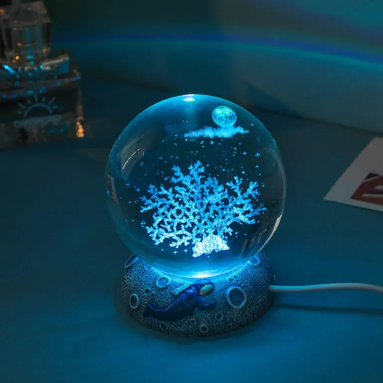 LED Aquamarine Life Snow Globe