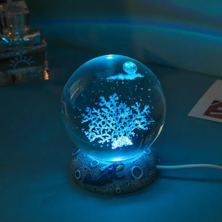 LED Aquamarine Life Snow Globe