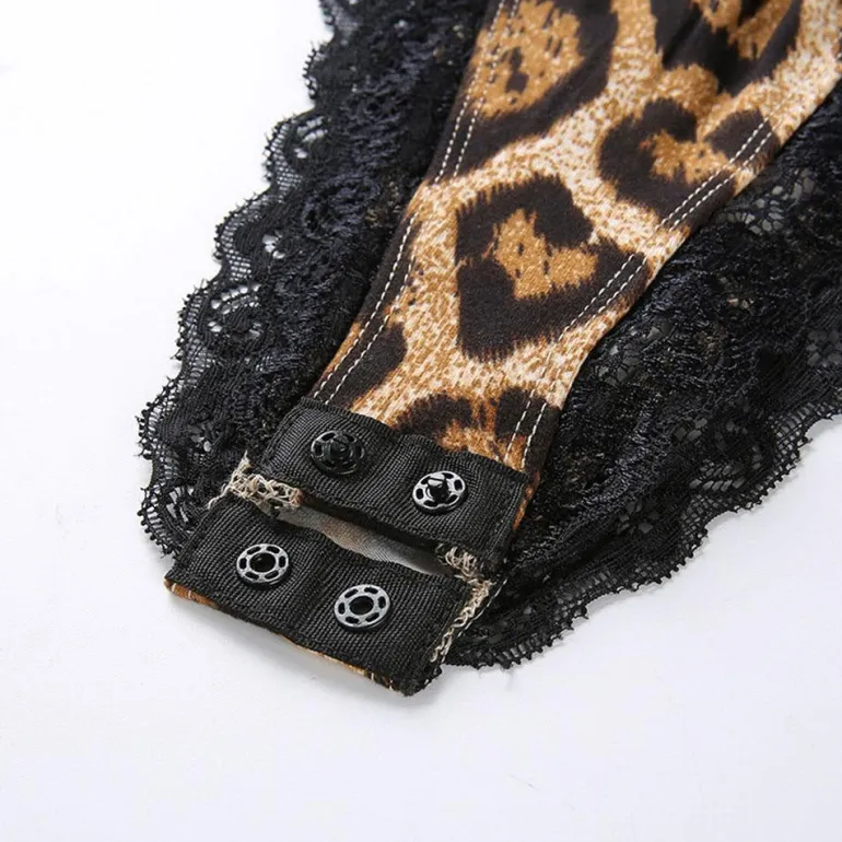 Leopard Lace Back Bodysuit