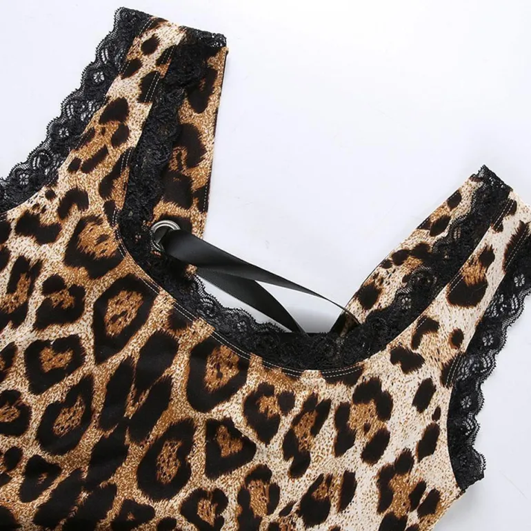 Leopard Lace Back Bodysuit