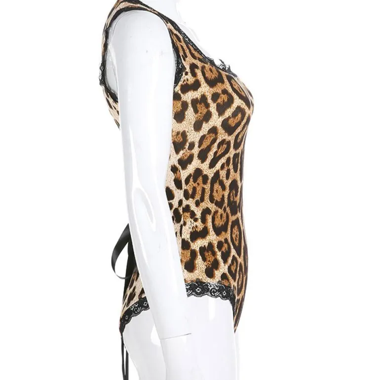Leopard Lace Back Bodysuit