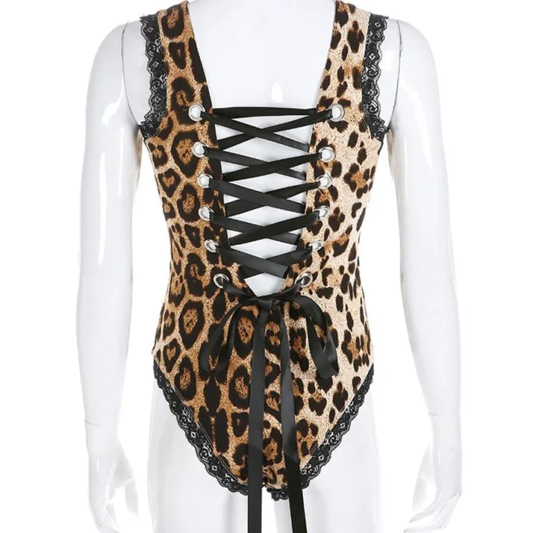 Leopard Lace Back Bodysuit