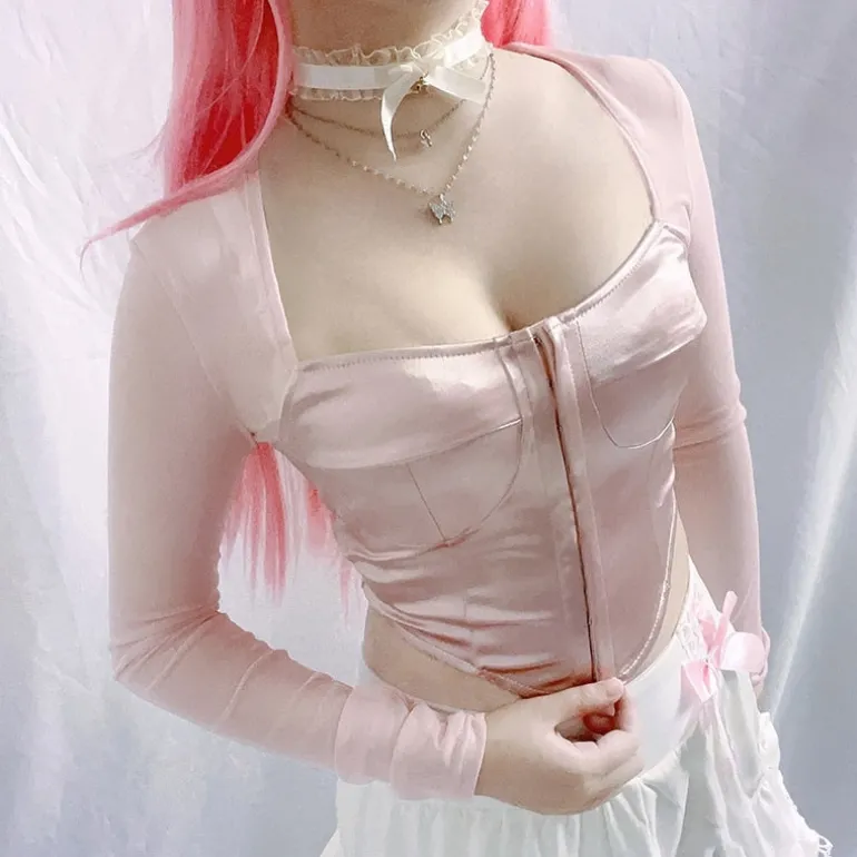 Long Sleeve Satin Bustier