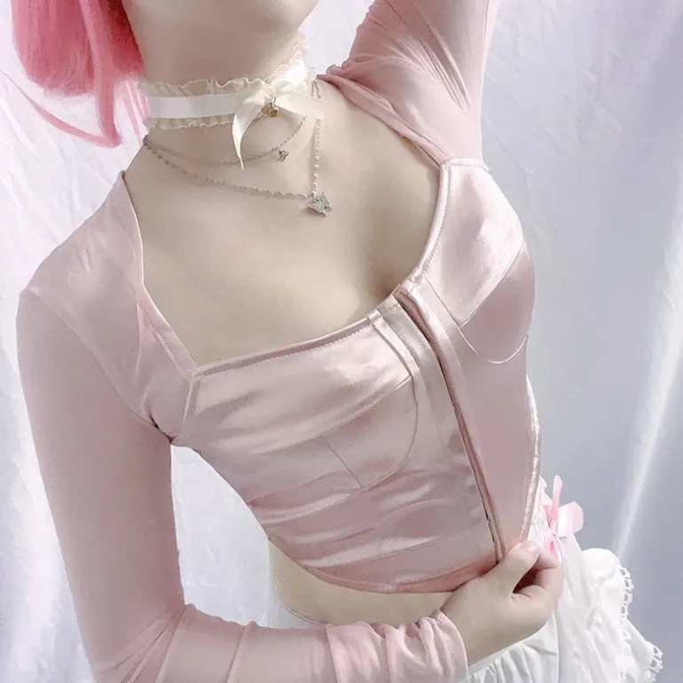 Long Sleeve Satin Bustier