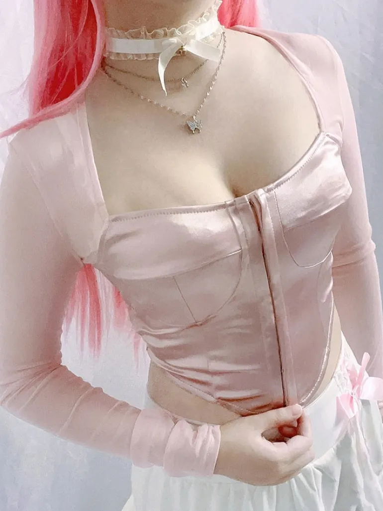 Long Sleeve Satin Bustier