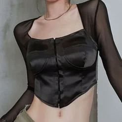 Long Sleeve Satin Bustier