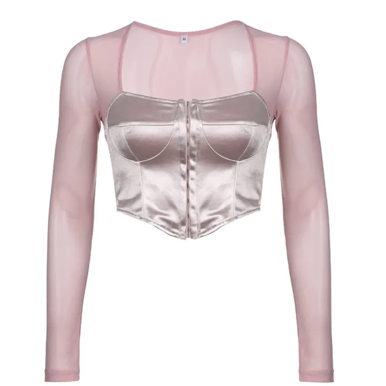 Long Sleeve Satin Bustier