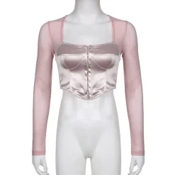 Long Sleeve Satin Bustier
