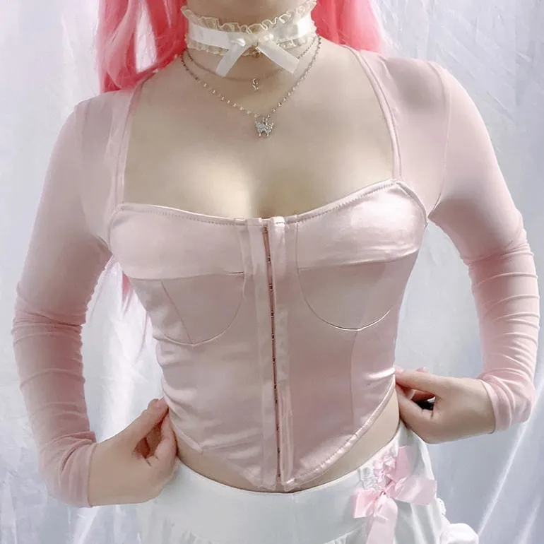 Long Sleeve Satin Bustier