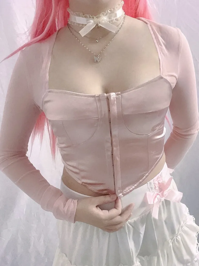 Long Sleeve Satin Bustier