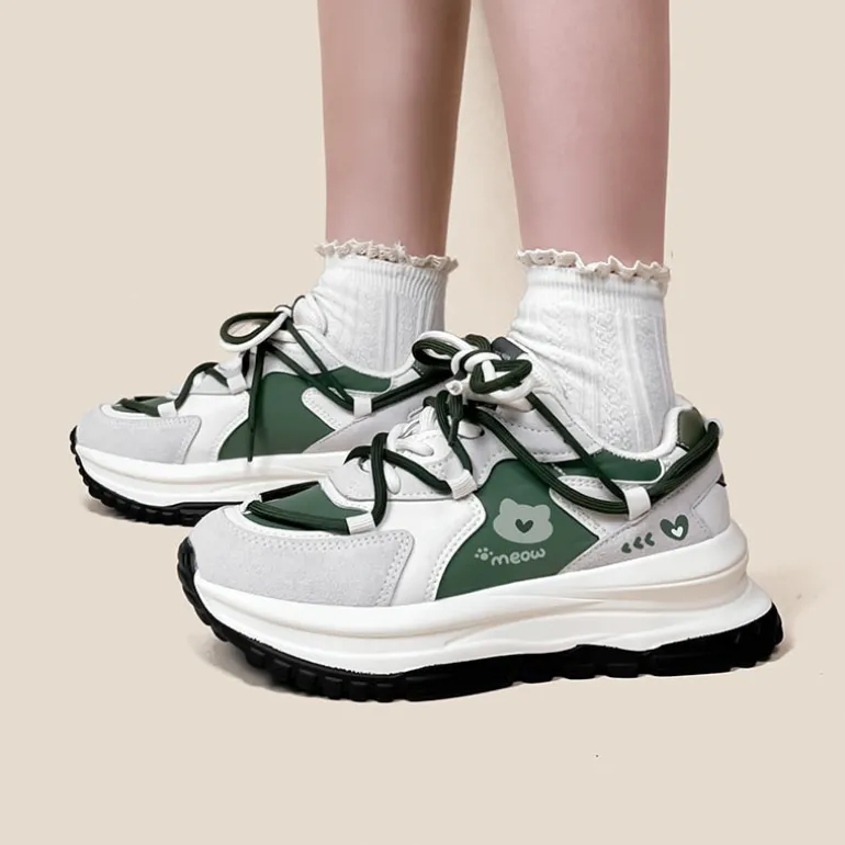 Meow Army Green Sneakers