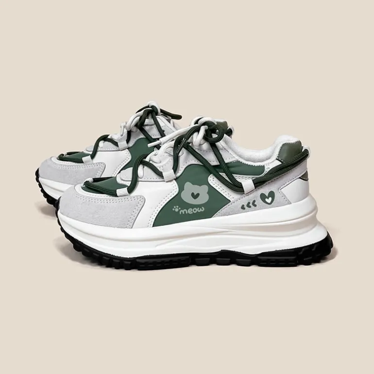 Meow Army Green Sneakers