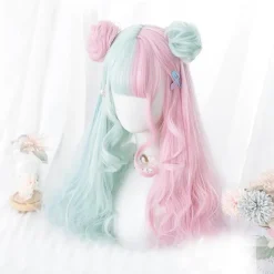 Mint & Pink Bun Wig