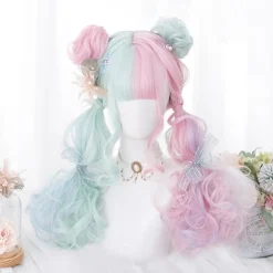 Mint & Pink Bun Wig