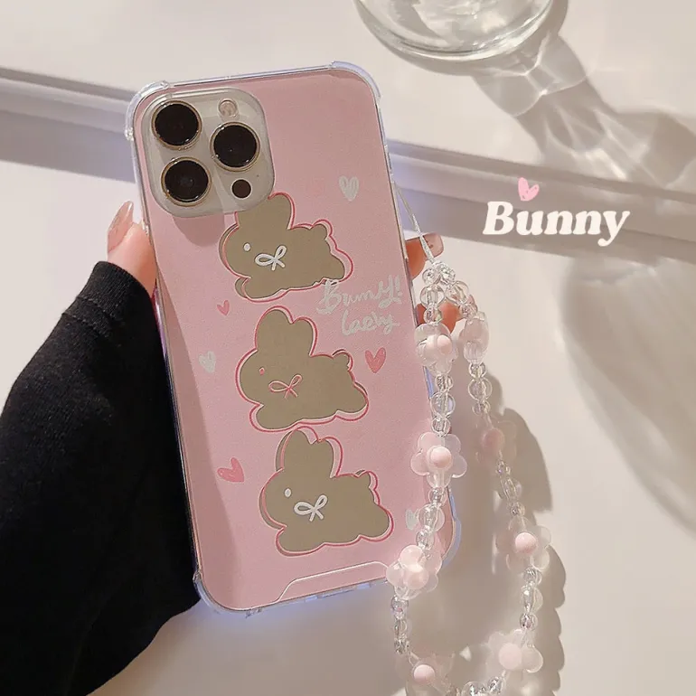 Mirrored Bunny iPhone Case & Chain