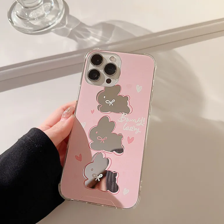 Mirrored Bunny iPhone Case & Chain