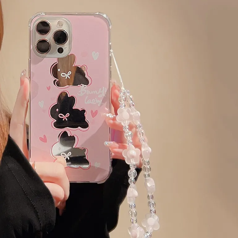 Mirrored Bunny iPhone Case & Chain