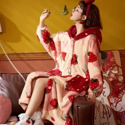Oversized Fuzzy Strawberry Nightgown