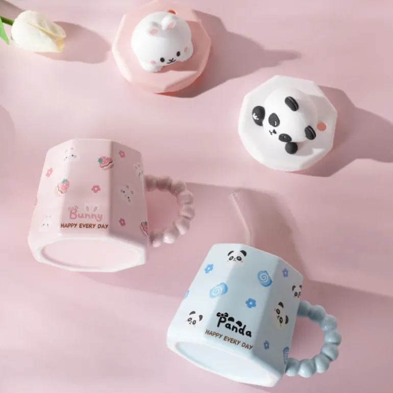 Pastel Animal Mug & Straw Set