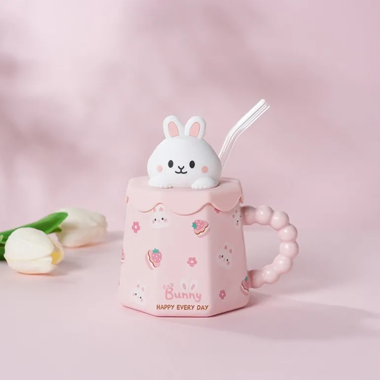 Pastel Animal Mug & Straw Set
