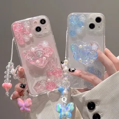 Pastel Candy Butterfly iPhone Case And Chain