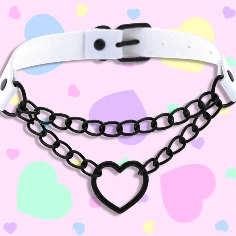 Pastel Goth Heart Choker