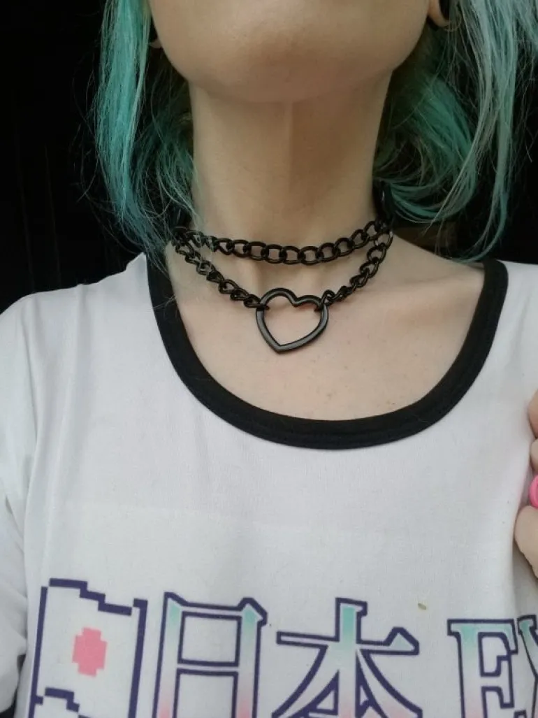 Pastel Goth Heart Choker