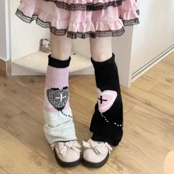 Pastel Goth Heart Cross Leg Warmers