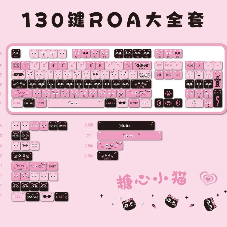 Pastel Goth Piggy Keycaps Set