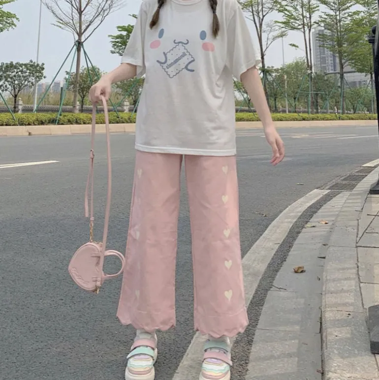 Pastel Heart Print Pants
